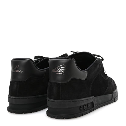 Louis Vuitton Calfskin Suede Mens LV Trainer Sneakers 10 Black 5 of 8