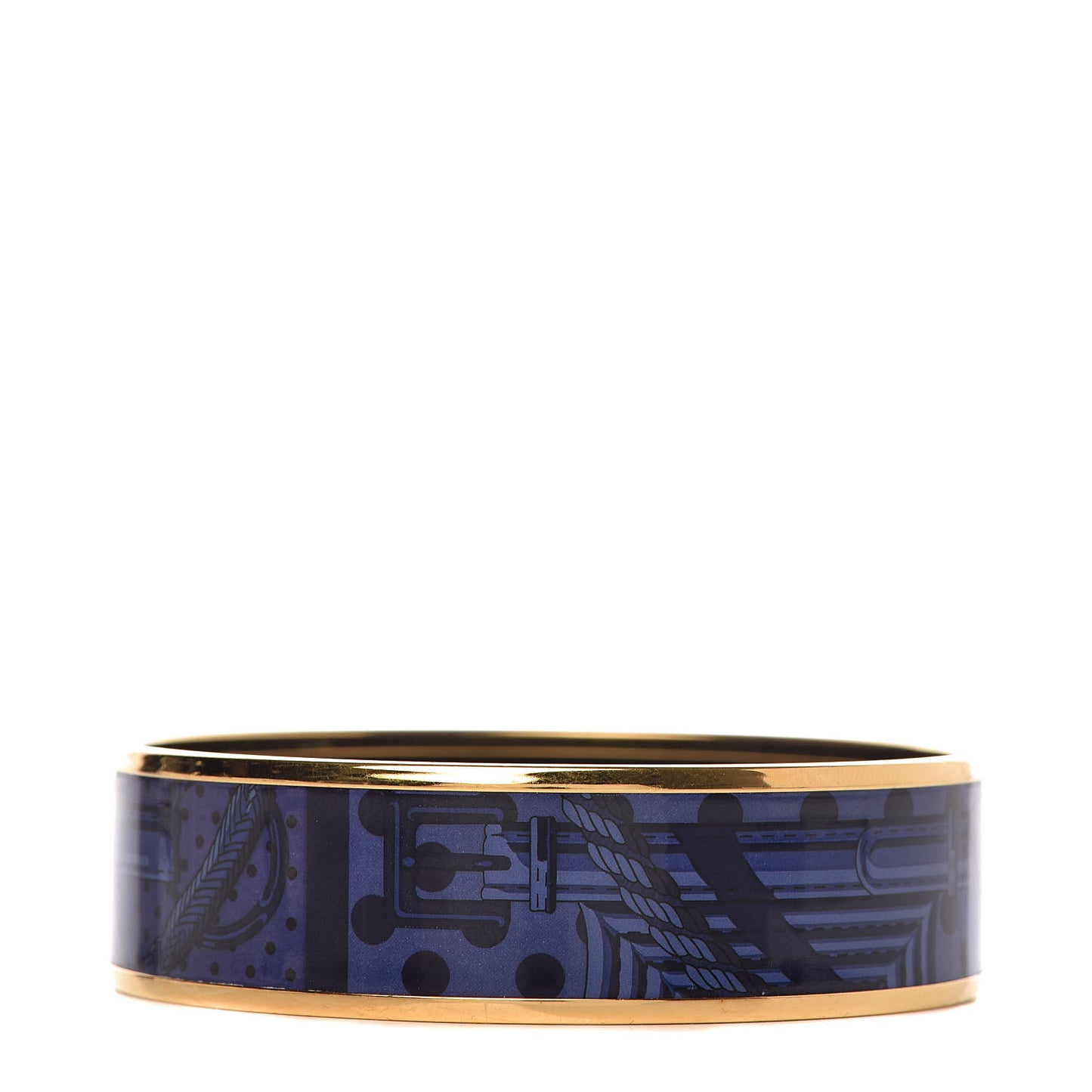 Enamel Printed Wide Clic Clac A Pois Bracelet 65 Indigo