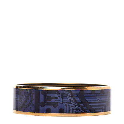 Hermes Enamel Printed Wide Clic Clac A Pois Bracelet 65 Indigo 1 of 6