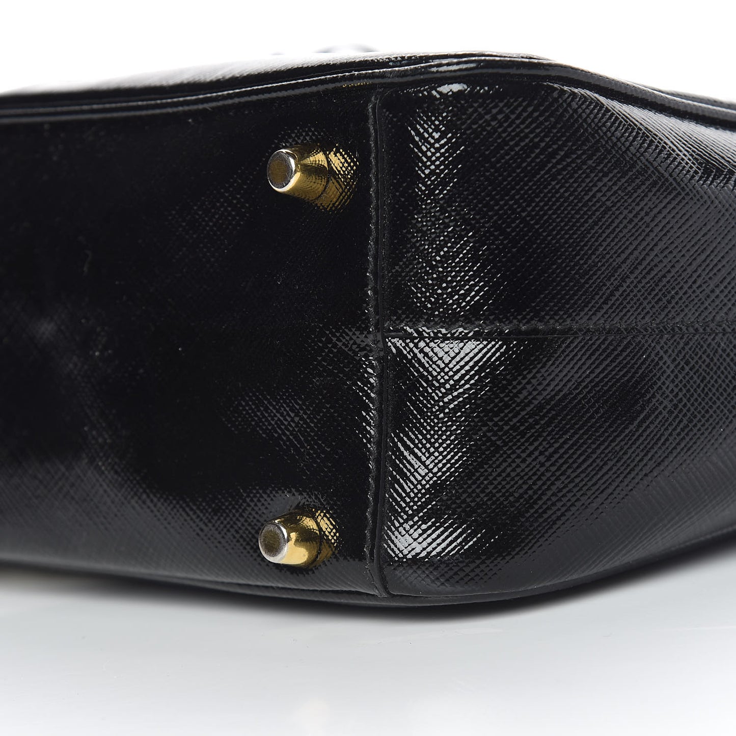 Saffiano Vernice Floral Bauletto Bag Black