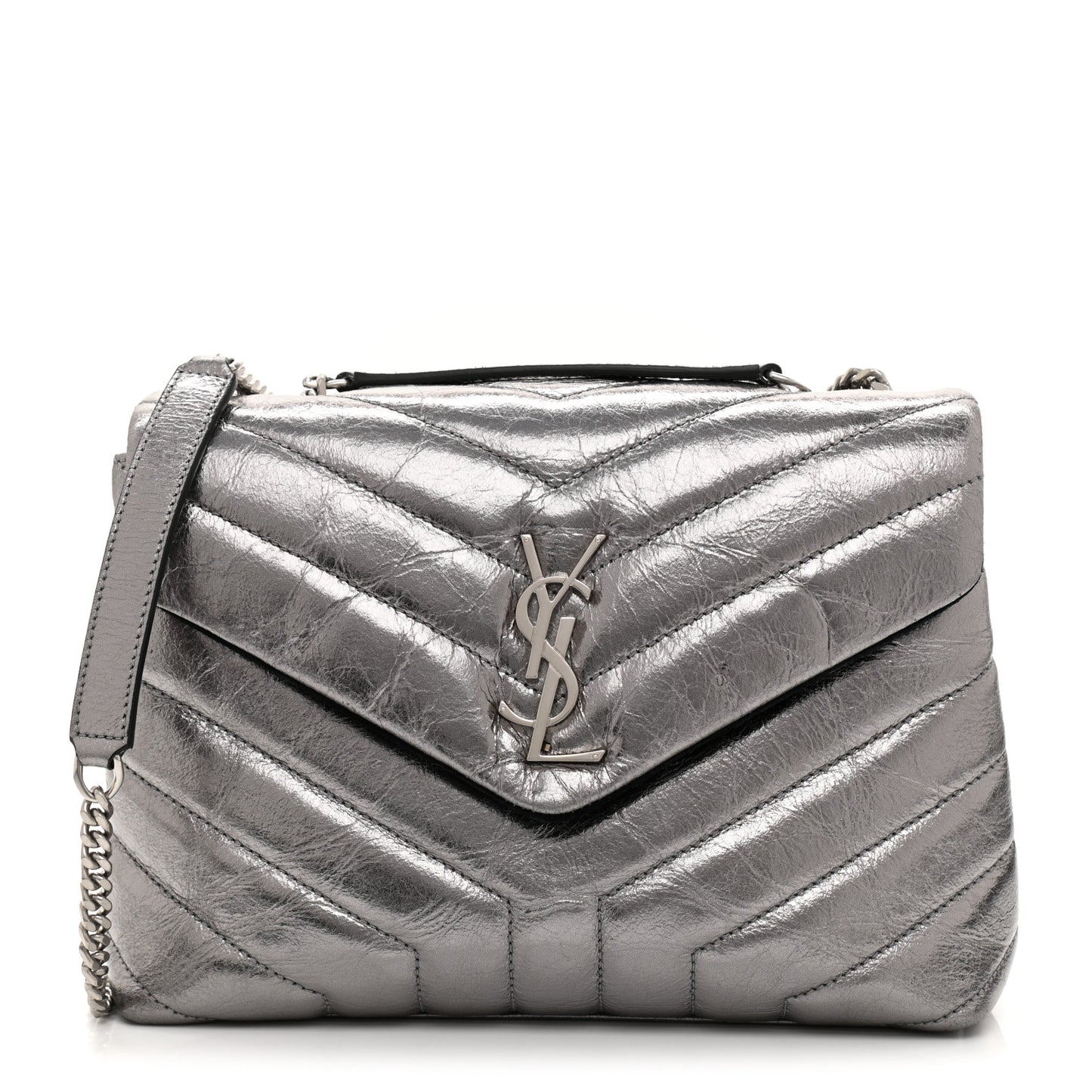 Y Quilted Monogram Small Loulou Chain Satchel Acciaio