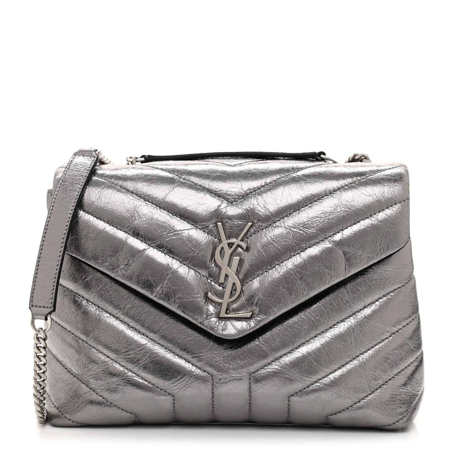 Saint Laurent Y Quilted Monogram Small Loulou Chain Satchel Acciaio 1 of 11