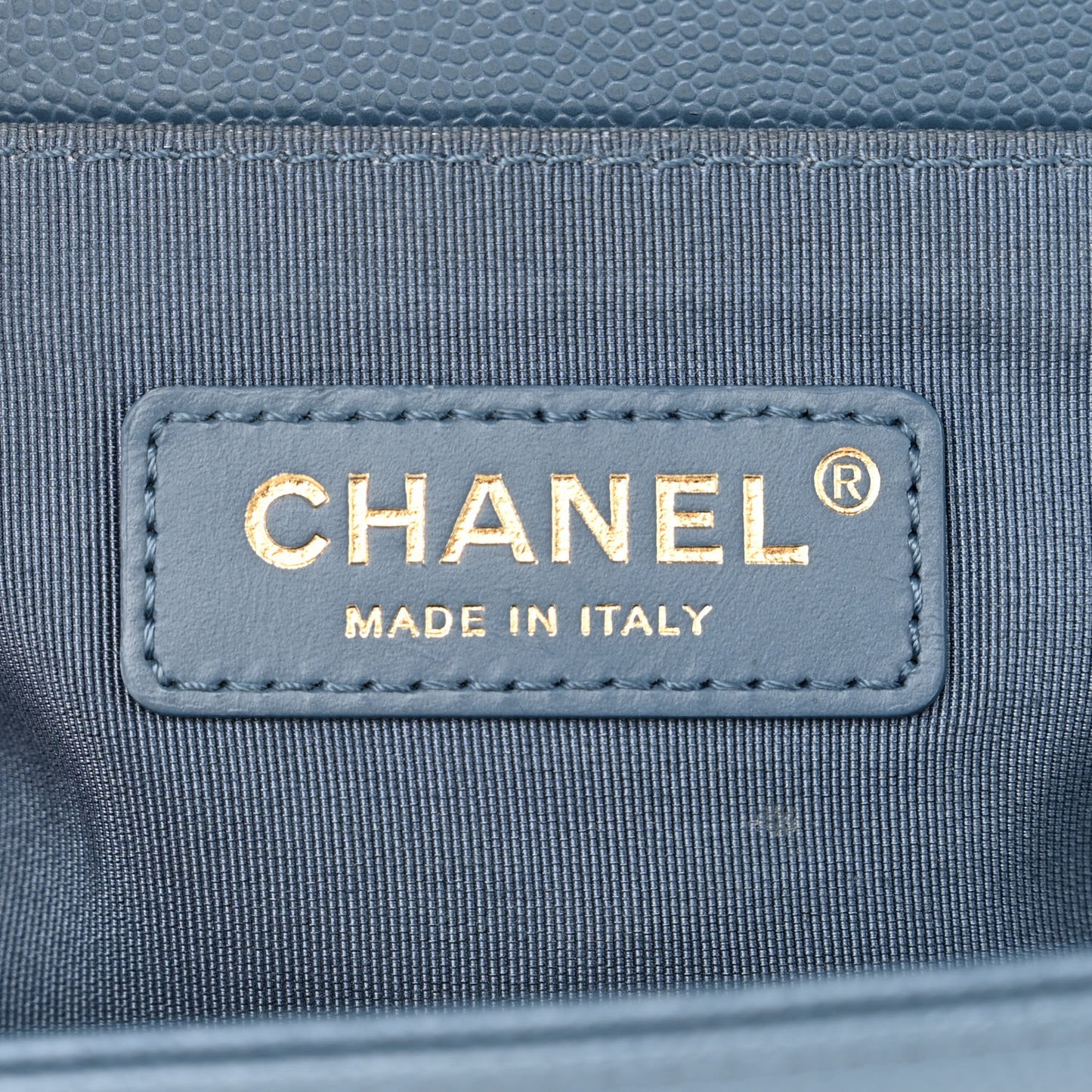 Caviar Chevron Quilted Medium Boy Flap Blue