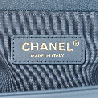 Chanel Caviar Chevron Quilted Medium Boy Flap Blue 6 of 11