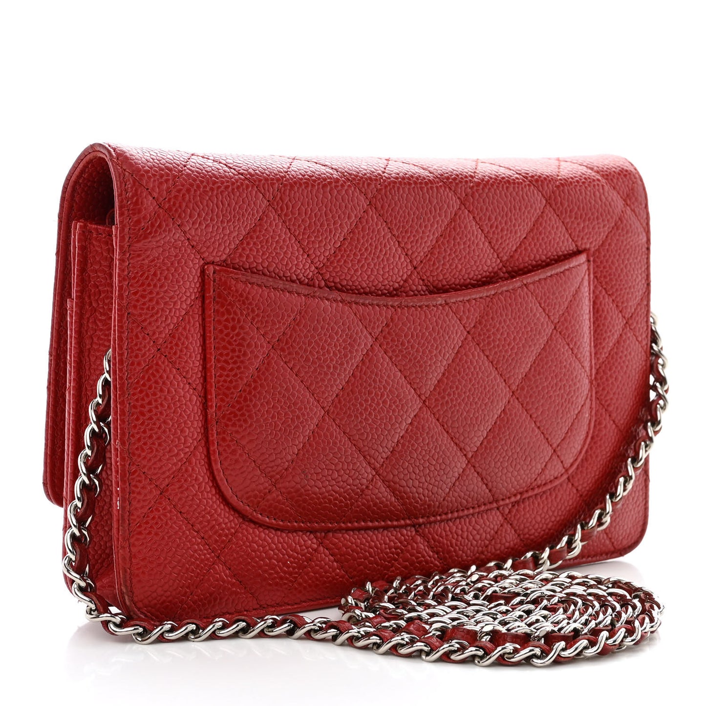 Caviar Quilted Wallet on Chain WOC Red
