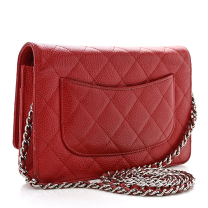 Chanel Caviar Quilted Wallet on Chain WOC Red 3 of 14