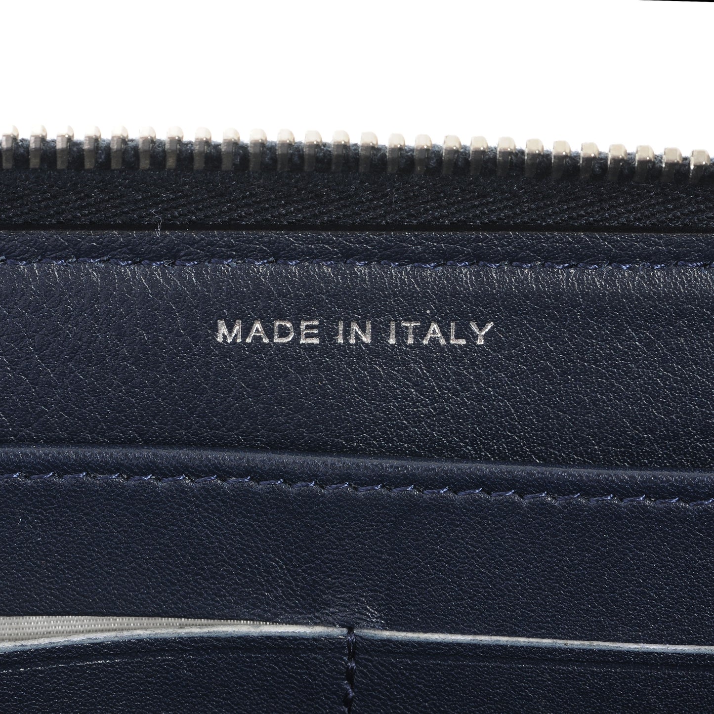 Caviar Quilted Zip Around Wallet Navy