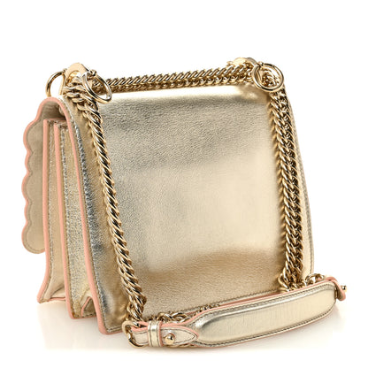 Fendi Vitello Catalan Mirror Scalloped Multi Studded Small Kan I Shoulder Bag Champagne 3 of 10