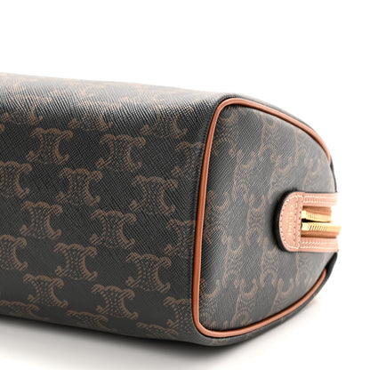 Celine Triomphe Canvas Calfskin Small Boston Bag Tan 9 of 9