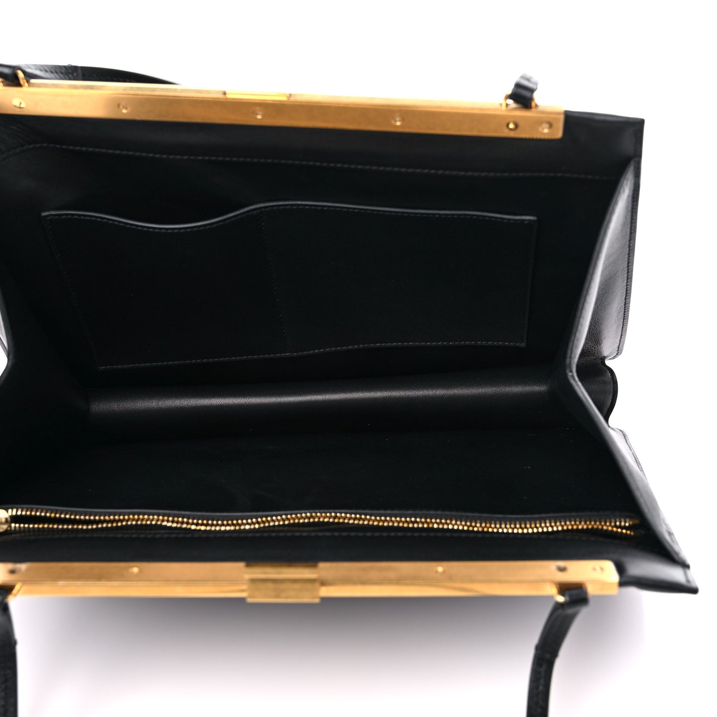 Smooth Calfskin Medium Clasp Shoulder Bag Black