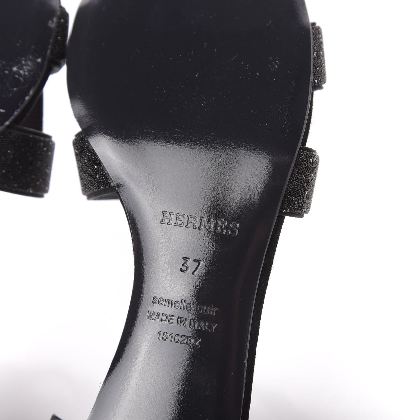 Suede Goatskin Crystal Powder Oasis Sandals 37 Black