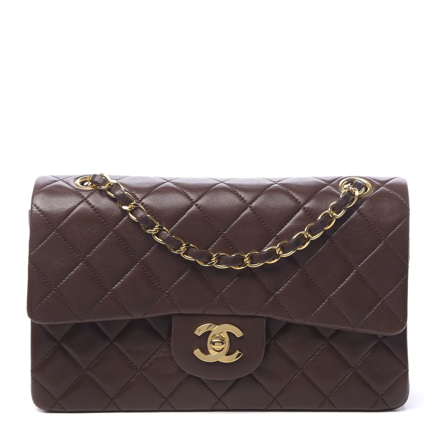Chanel Lambskin Quilted Small Double Flap Brown 1 of 16