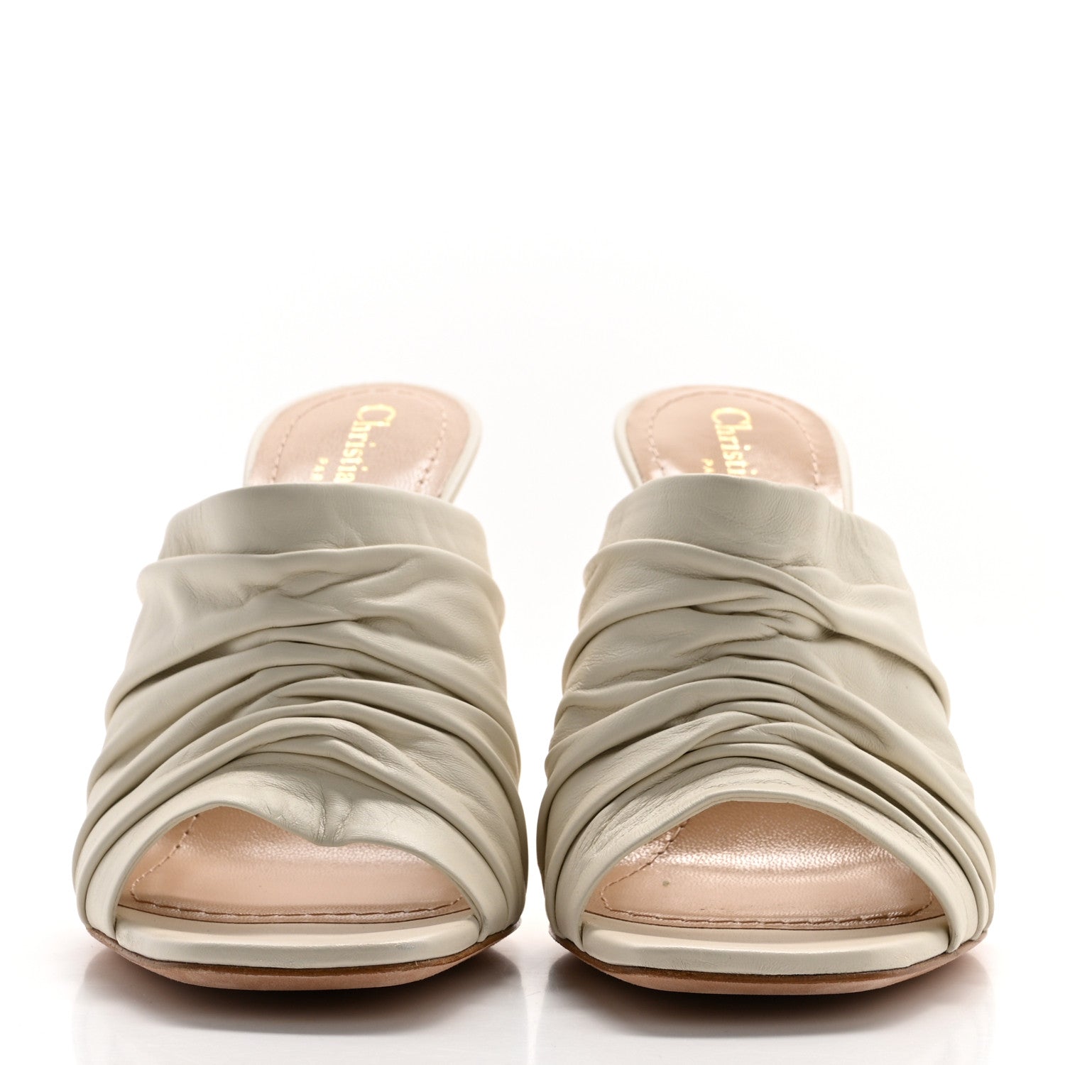Christian Dior Lambskin D-Fame Mule Sandals 37.5 Off White 2 of 9