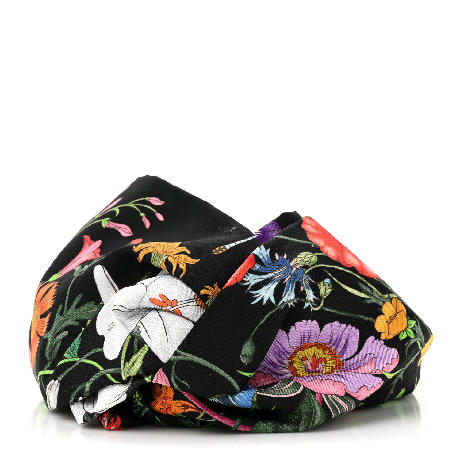 Gucci Silk Monogram Flora Print Headband M Black 3 of 11