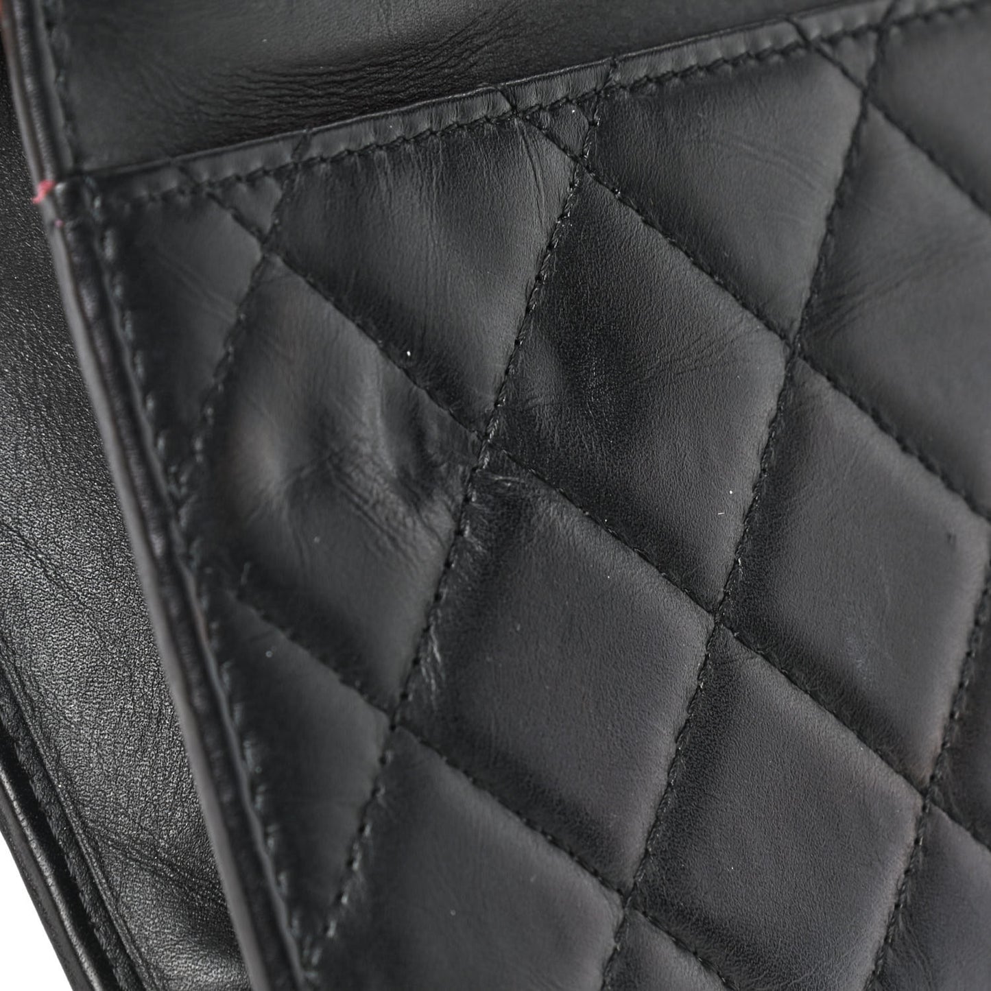 Calfskin Quilted Cambon Wallet On Chain WOC Black