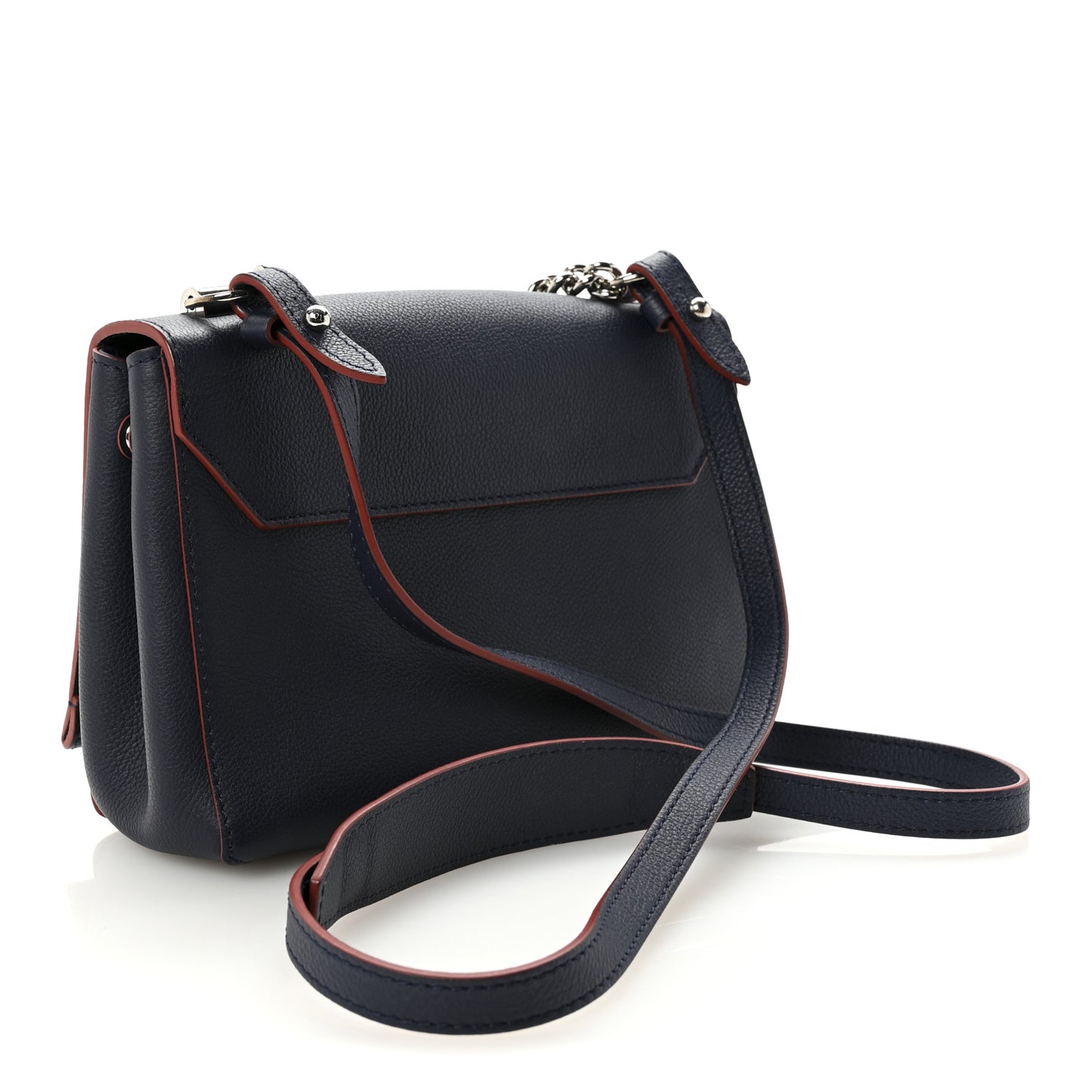 Calfskin Lockme II Chain Bag BB Marine Rouge