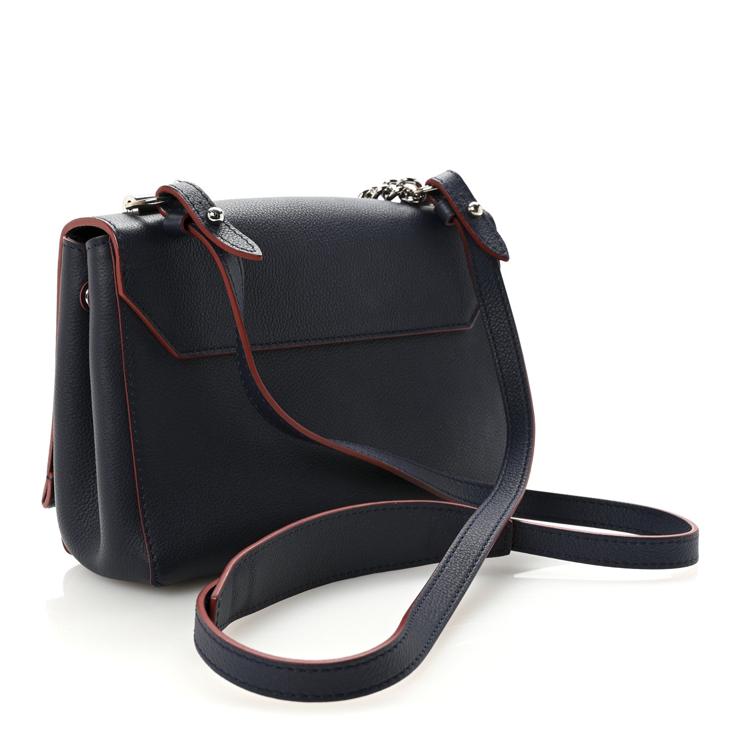 Louis Vuitton Calfskin Lockme II Chain Bag BB Marine Rouge 3 of 9
