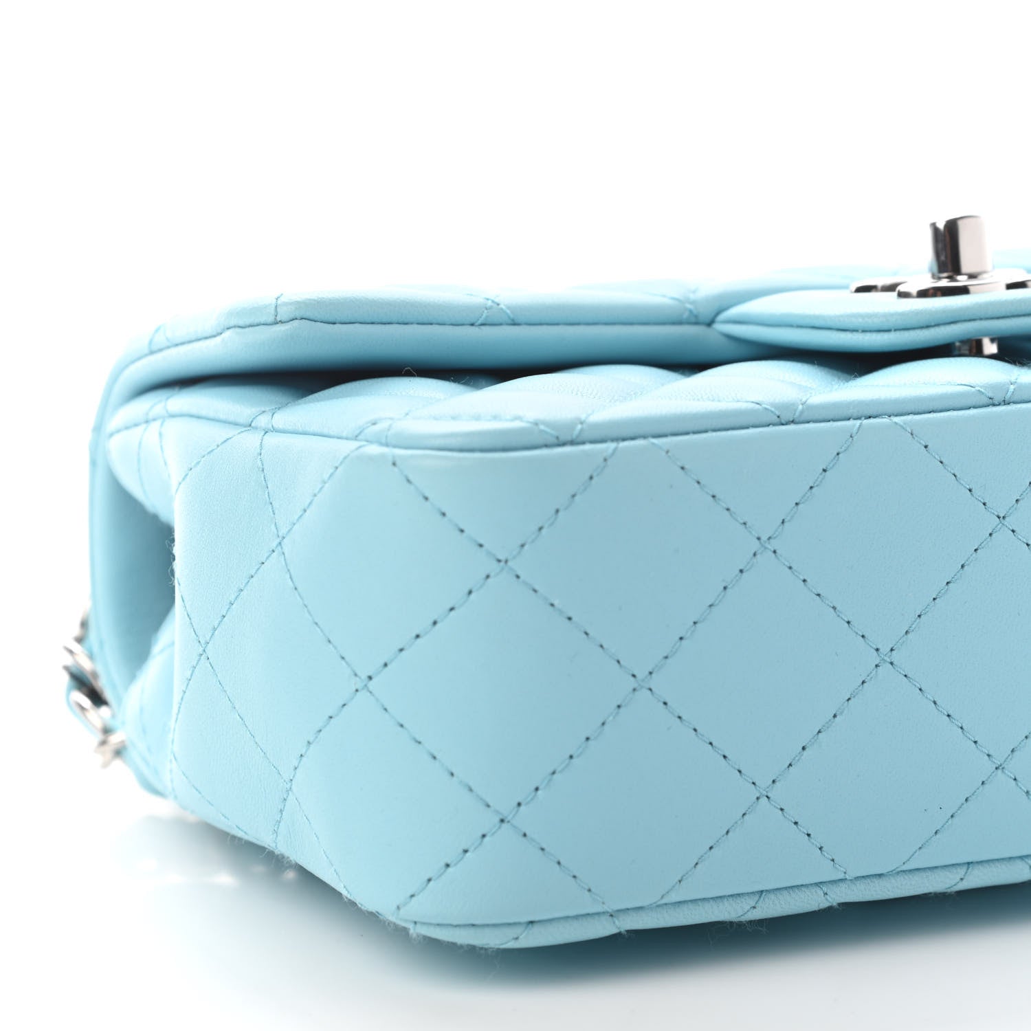 Chanel Lambskin Quilted Mini Rectangular Flap Neon Blue 8 of 9