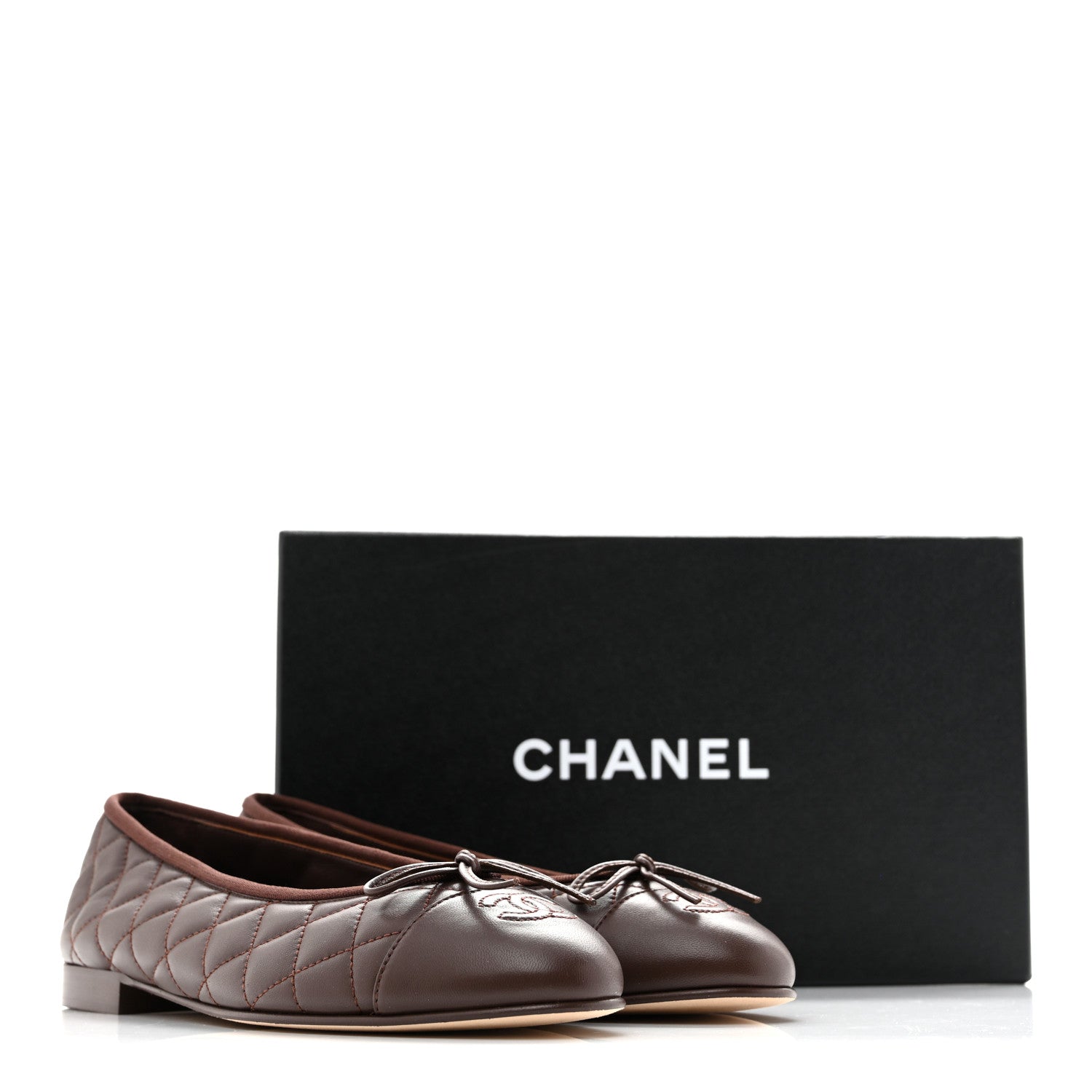 Chanel Lambskin Quilted CC Cap Toe Ballerina Flats 39.5 Chocolate 11 of 11