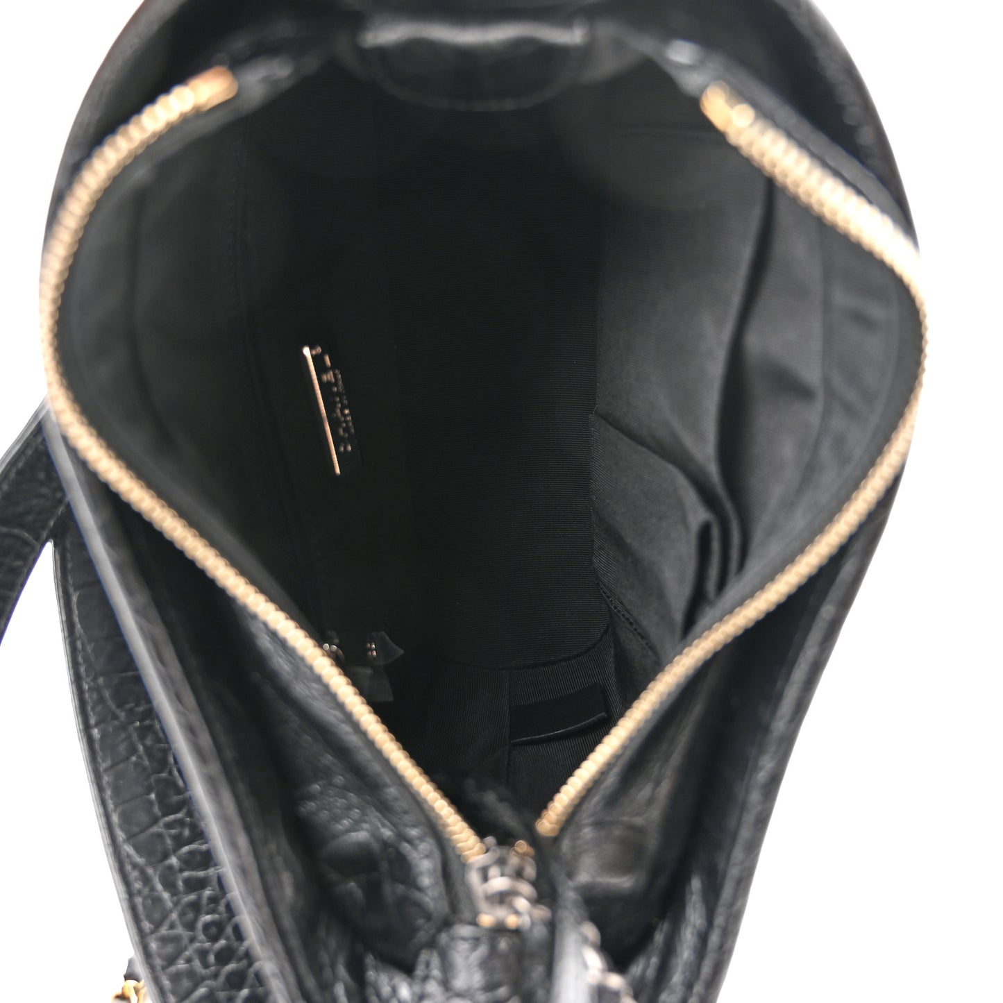 Calfskin Crocodile Embossed Small Gabrielle Cocodile Hobo Black