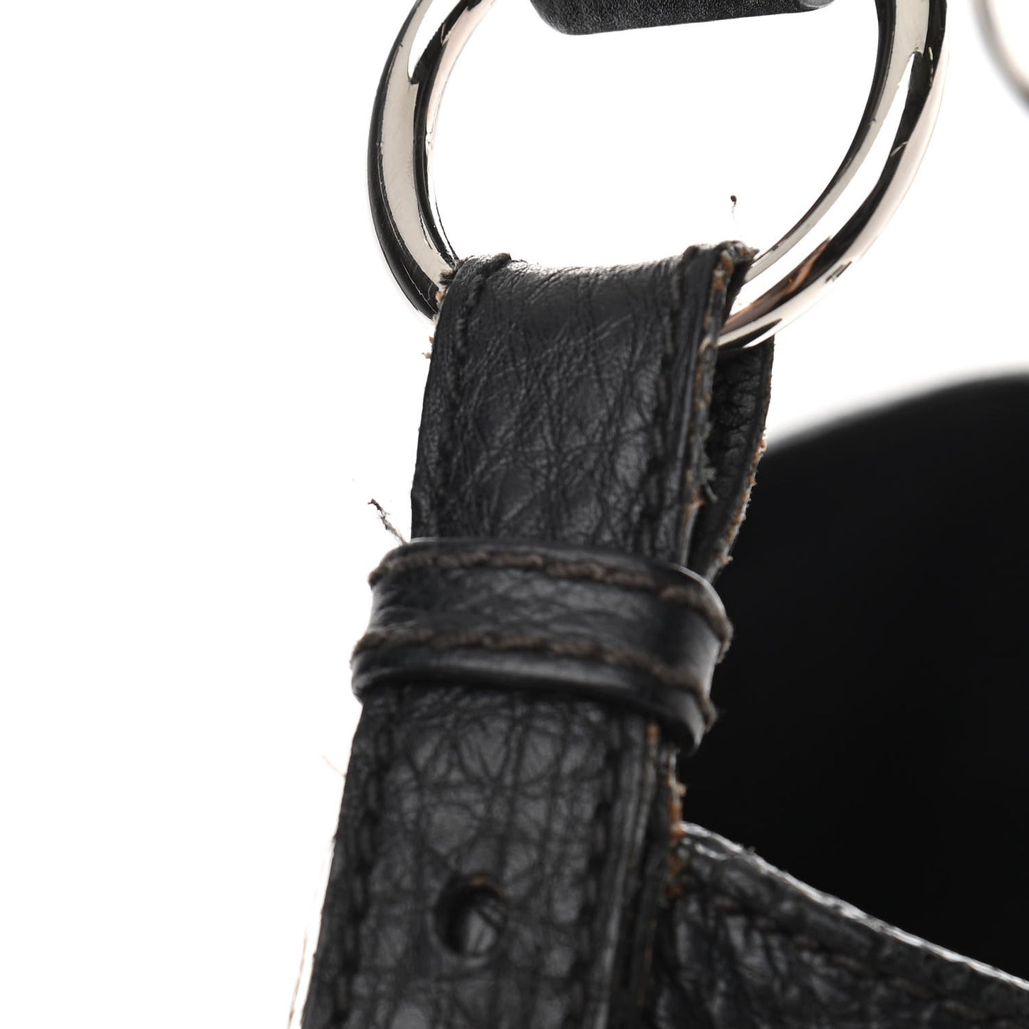 Vitello Daino Embossed Logo Hobo Black