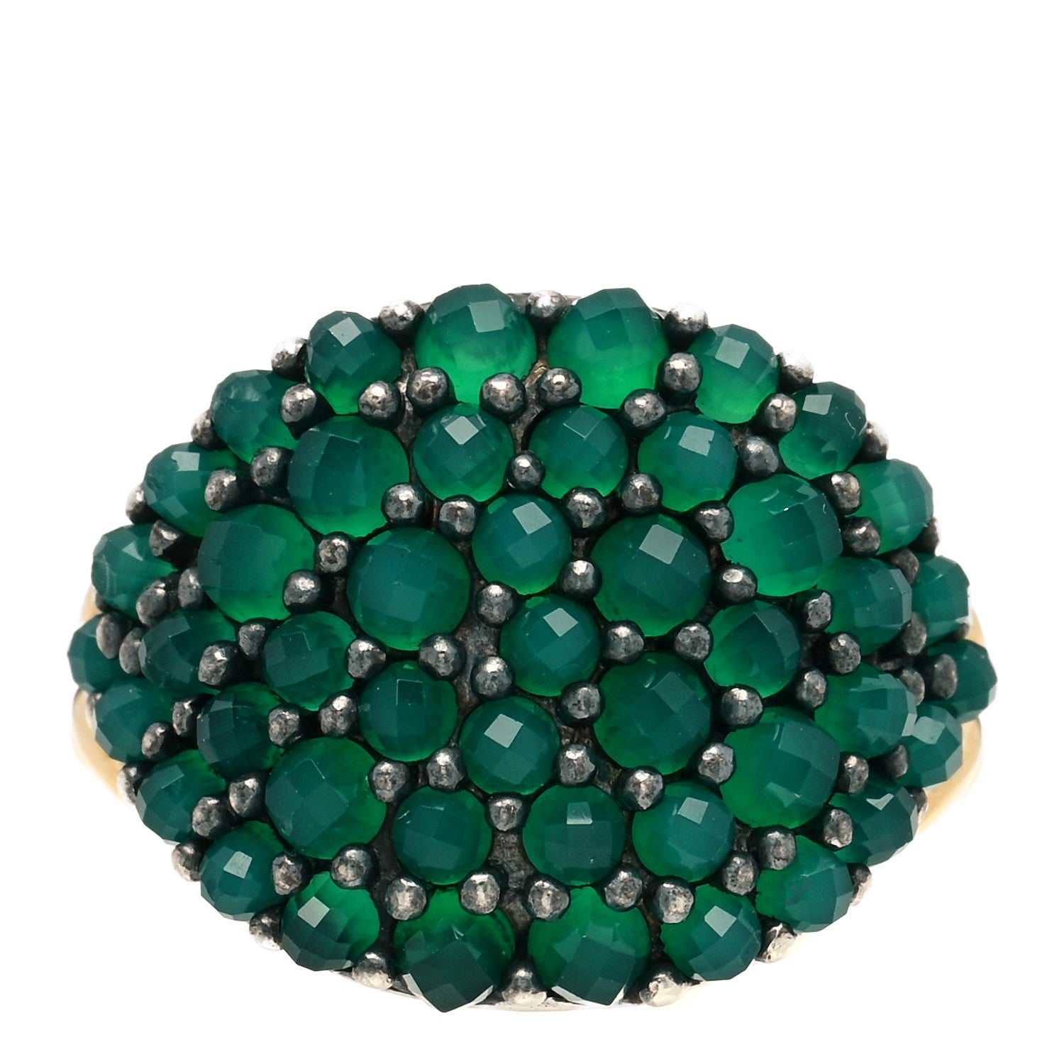 David Yurman 18K Yellow Gold Sterling Silver Green Onyx Osetra Pinky Ring 45 3.25 1 of 5