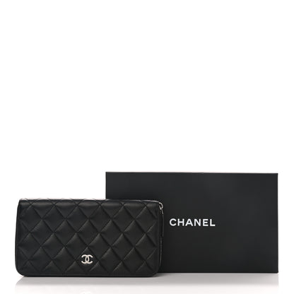 Chanel Lambskin Quilted Large Gusset Zip Around Wallet Black 9 of 9