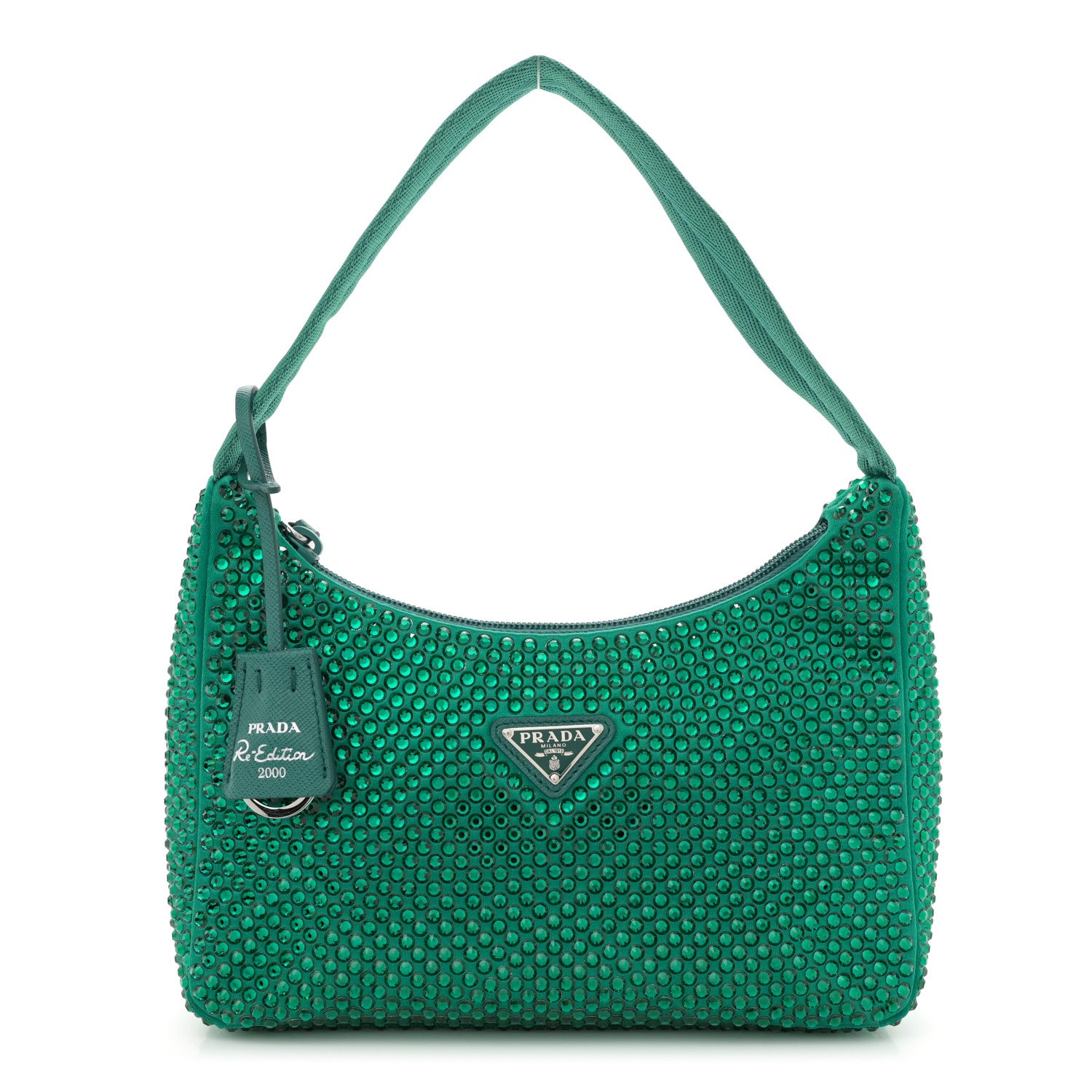 Prada Satin Crystal Mini Re-Edition 2000 Bag Mango 1 of 10