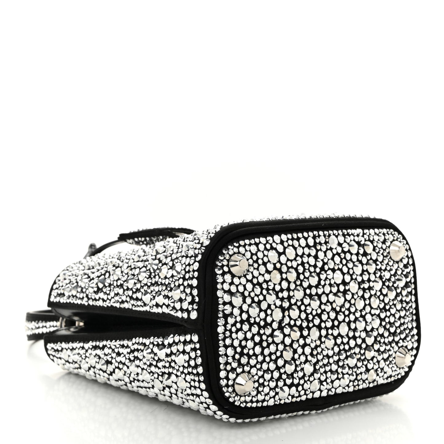 Satin Crystal Small Panier Bucket Bag Metal