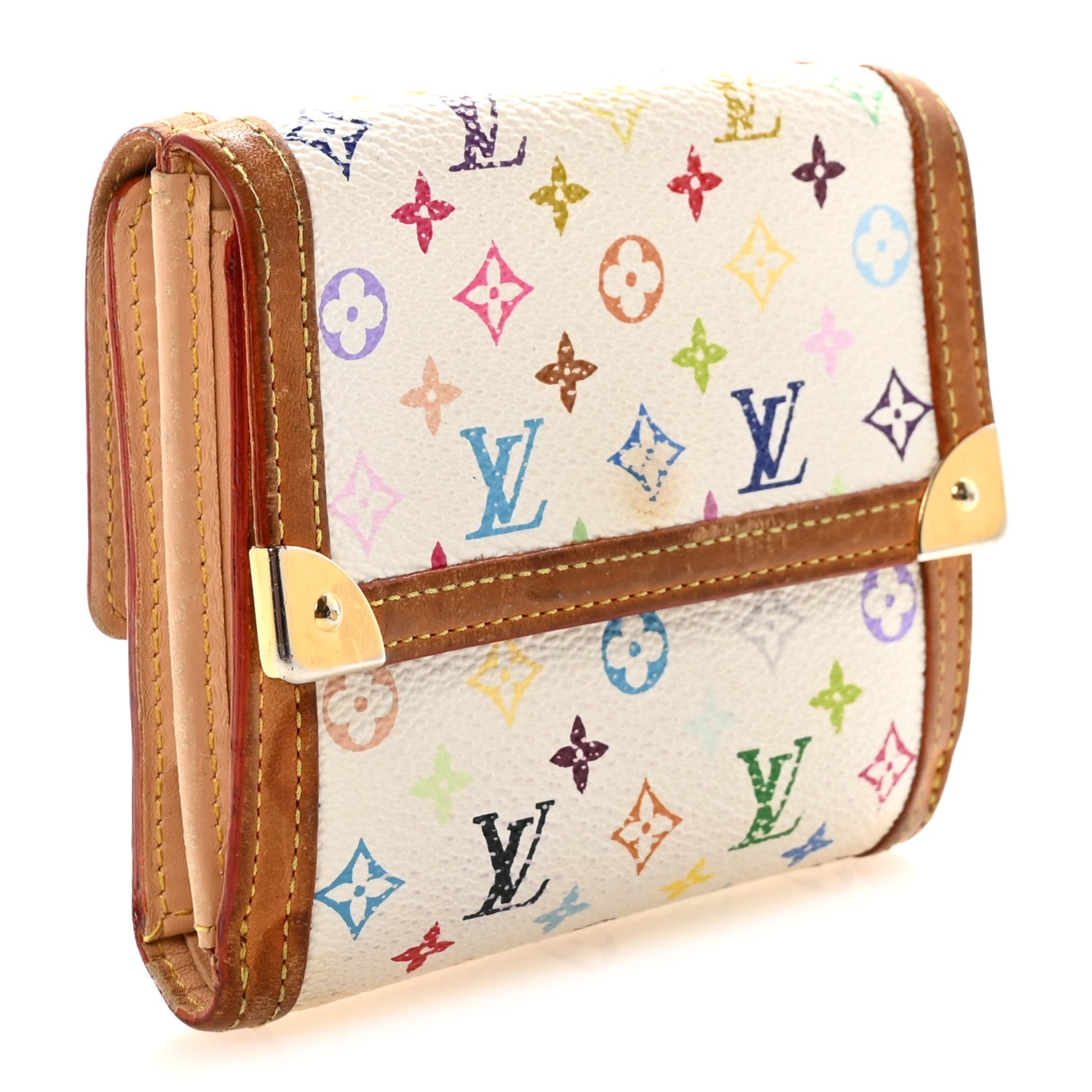 Louis Vuitton Monogram Multicolor Porte-Monnaie Billets Wallet White 3 of 6