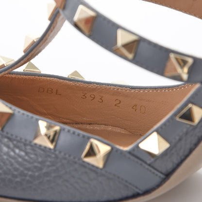 Valentino Garavani Pebbled Calfskin Rockstud Ankle Strap 100mm Pumps 40 Light Stone 8 of 8