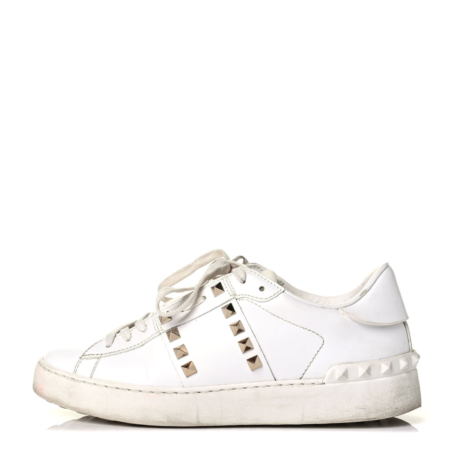 Valentino Garavani Calfskin Rockstud Untitled Open Sneakers 37.5 White 1 of 8