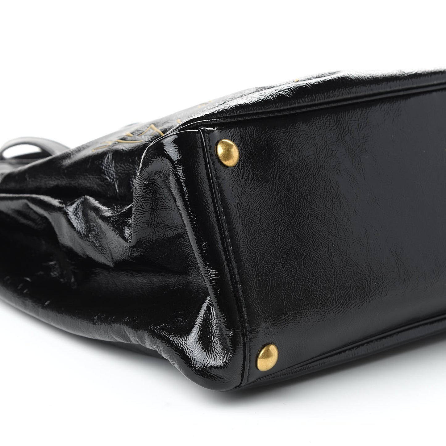 Textured Patent Large Y-Mail Tote Black