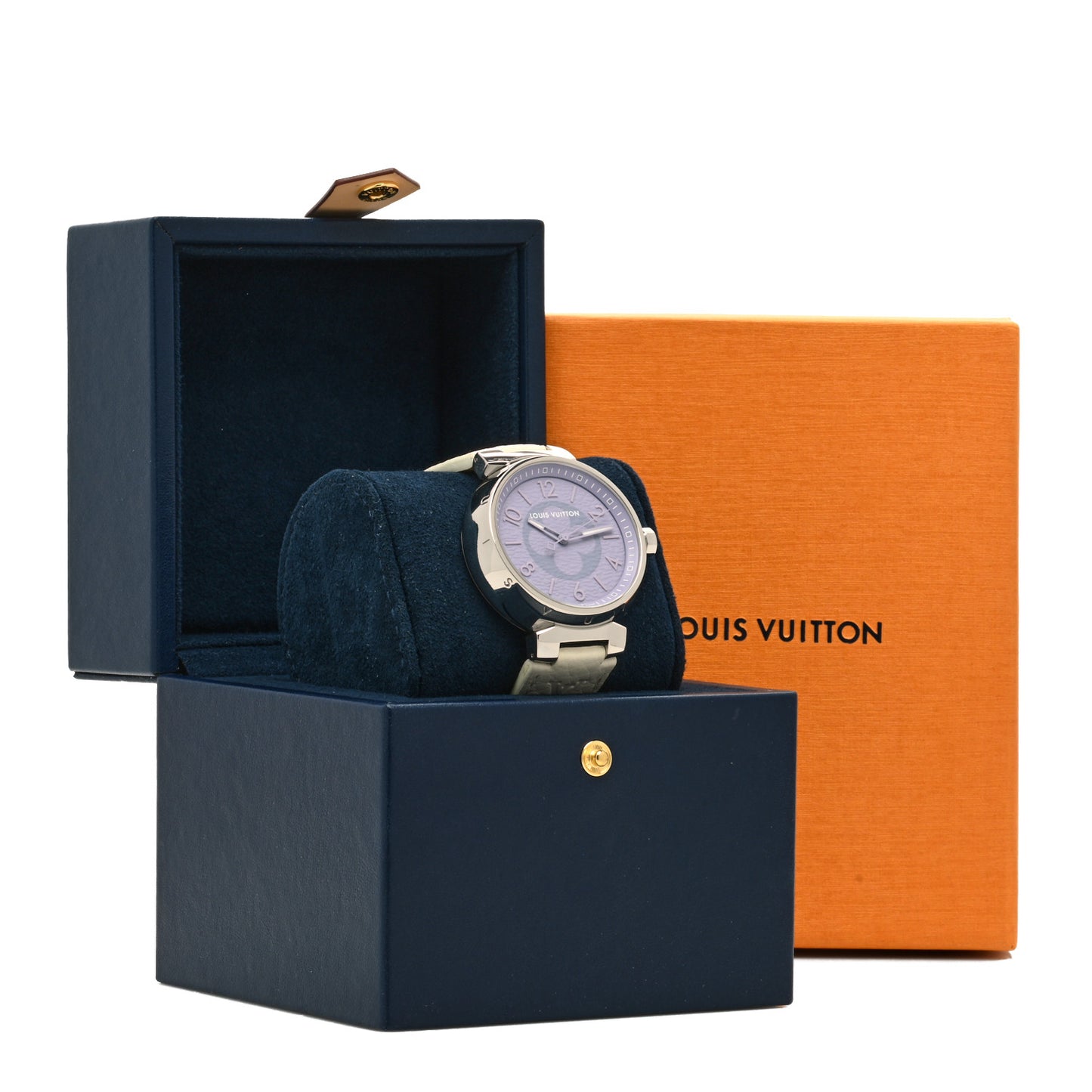 Stainless Steel Monogram 41mm Tambour Quartz Watch Lilac