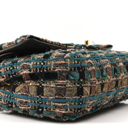 Chanel Tweed Metallic Lambskin Quilted Egyptian Double Flap Multicolor Gold 9 of 10