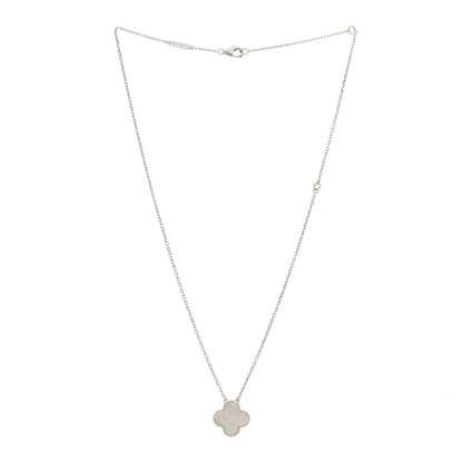 Van Cleef & Arpels 18K White Gold Mother of Pearl Vintage Alhambra Pendant Necklace 2 of 3