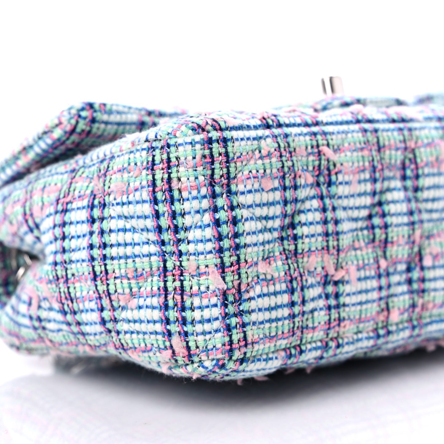 Tweed Quilted Mini Rectangular Flap Blue