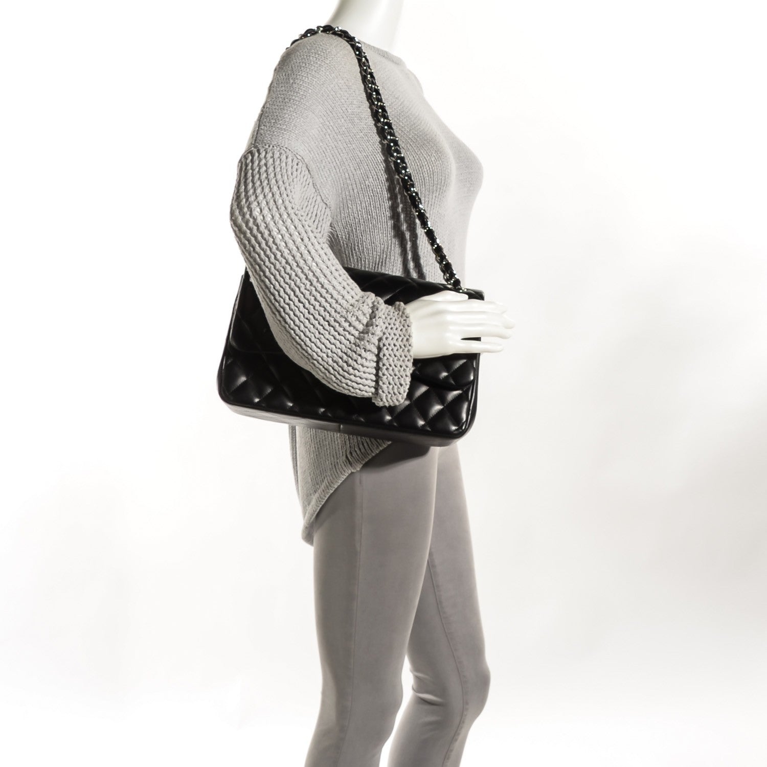 Chanel Lambskin Quilted Jumbo Double Flap Black 2 of 7