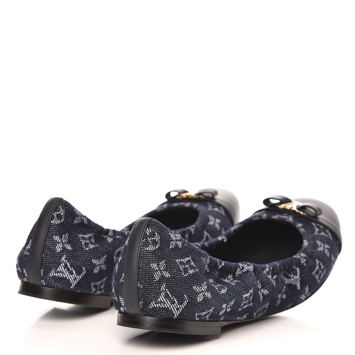 Monogram Denim Elba Ballerina Flats 37 Marine
