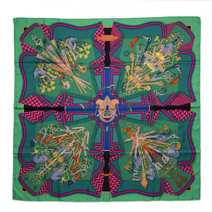 Hermes Silk Bouquets Sellier Scarf 90 Vert Vif Vert Fuchsia 1 of 7