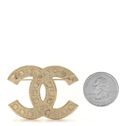 Chanel Metal Crystal Graduated Pearl CC Brooch Gold 2 of 4