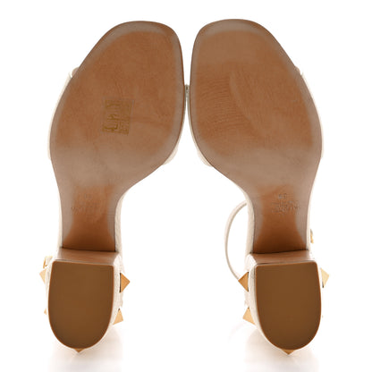 Valentino Garavani Grained Calfskin Roman Stud Ankle Strap 75mm Sandals 39 Light Ivory 5 of 10