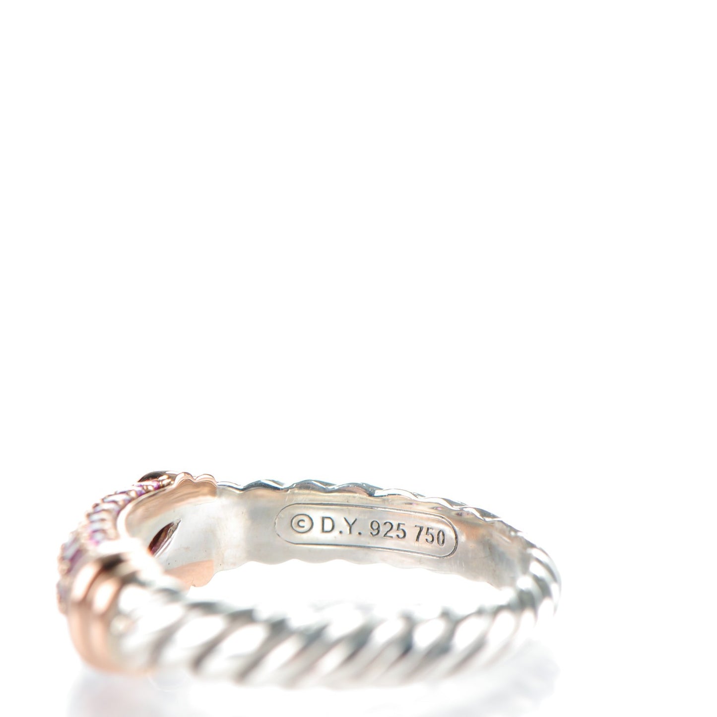 Sterling Silver 18K Rose Gold Pink Sapphire Cable Candy Metro Ring 54 7