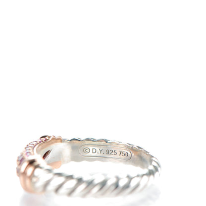 David Yurman Sterling Silver 18K Rose Gold Pink Sapphire Cable Candy Metro Ring 54 7 5 of 6