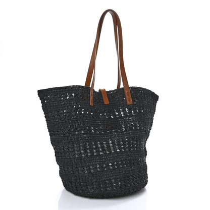 Saint Laurent Raffia Calfskin Medium Panier Tote Black 3 of 9