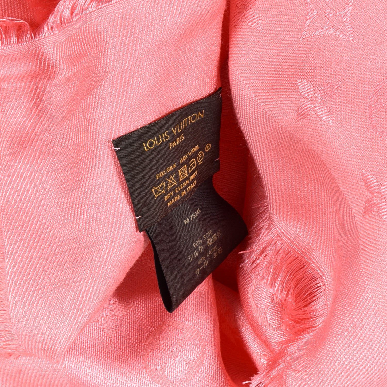 Louis Vuitton Silk Wool Monogram Shawl Pink 3 of 3