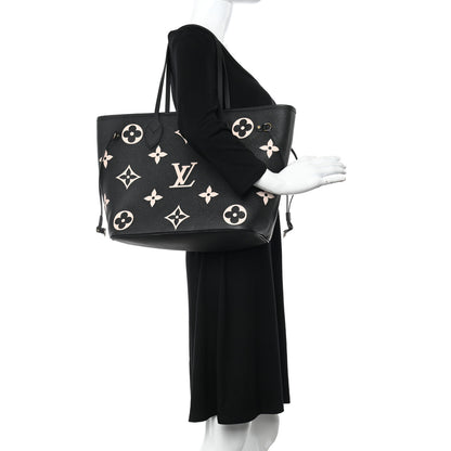Louis Vuitton Empreinte Monogram Giant Neverfull MM Black Beige 2 of 9