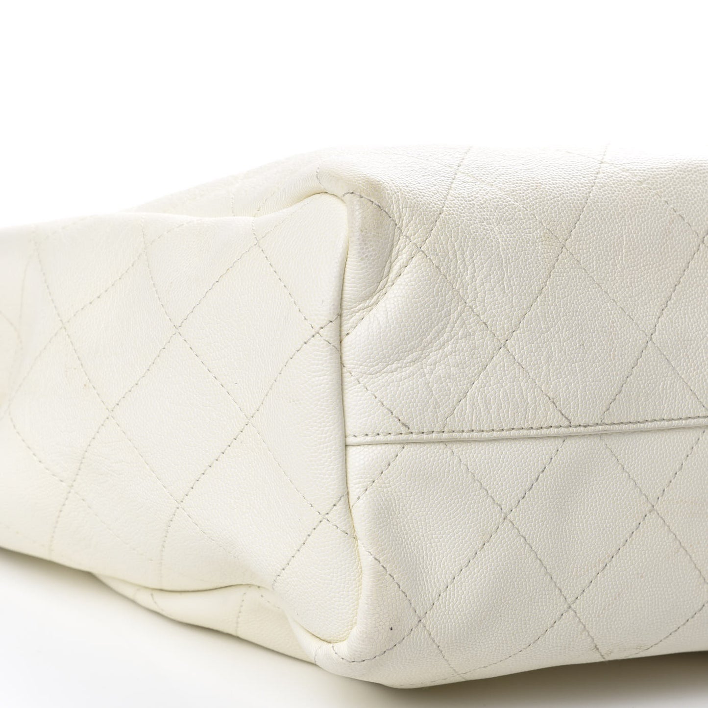 Caviar Stitched Large Shopping Tote White
