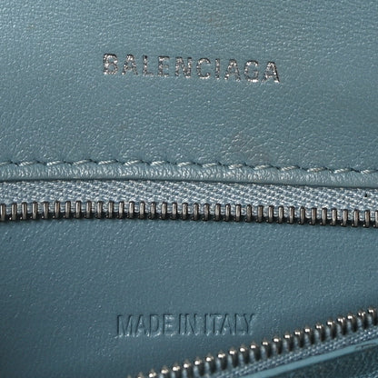 Balenciaga Shiny Calfskin Crocodile Embossed Small Hourglass Top Handle Bag Blue Grey 6 of 11
