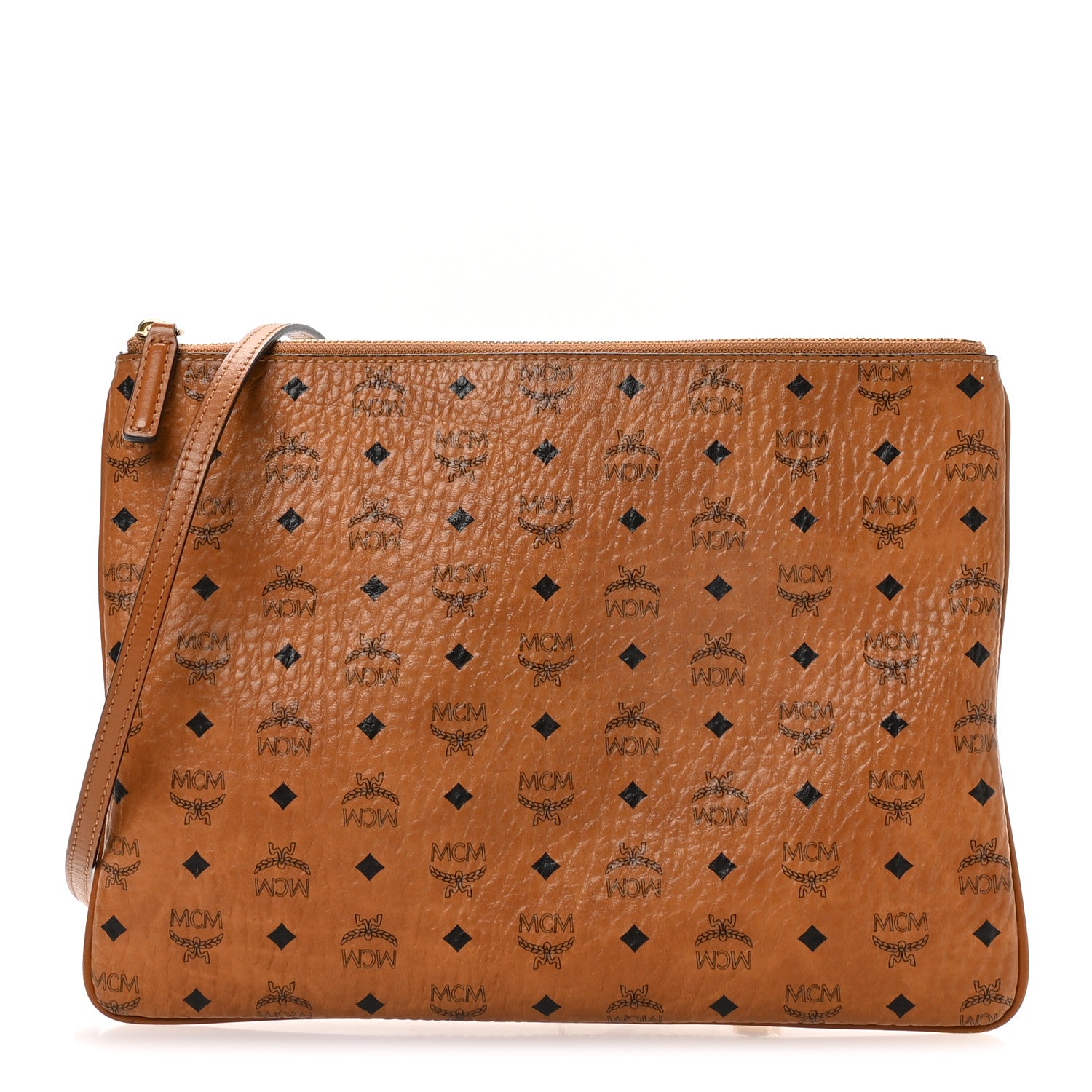 MCM Visetos Medium Crossbody Pouch Cognac 1 of 12